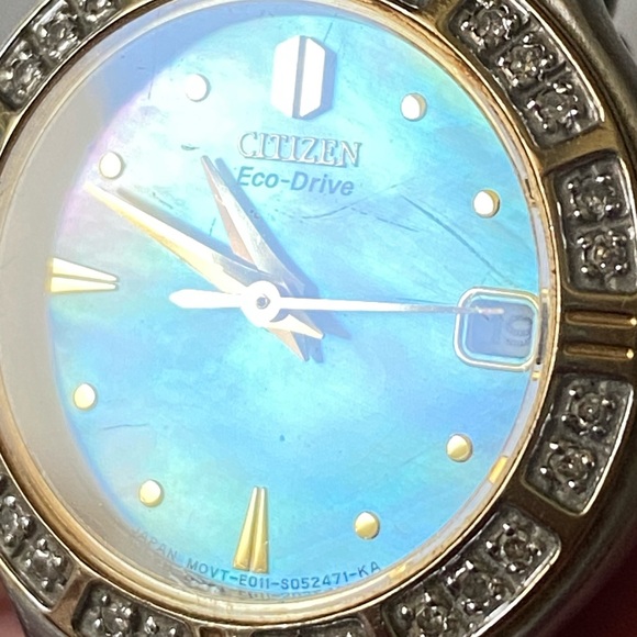 Citizen Eco-Drive Real Diamond Mother of Pearl Stainless Steel Wristwatch 6 1/4” - Picture 13 of 15